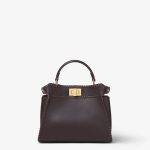 FENDI Peekaboo Mini Dark brown leather bag with threading - Image 4